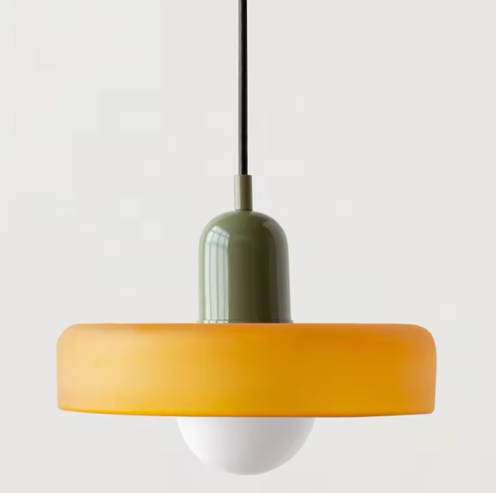 Bauhaus Stained Glass Pendant Light – Modern Artistic Hanging Lamp | Retro Designer Interior Lighting