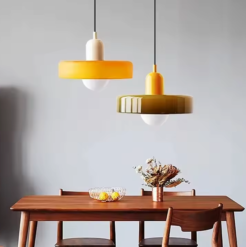 Bauhaus Stained Glass Pendant Light – Modern Artistic Hanging Lamp | Retro Designer Interior Lighting