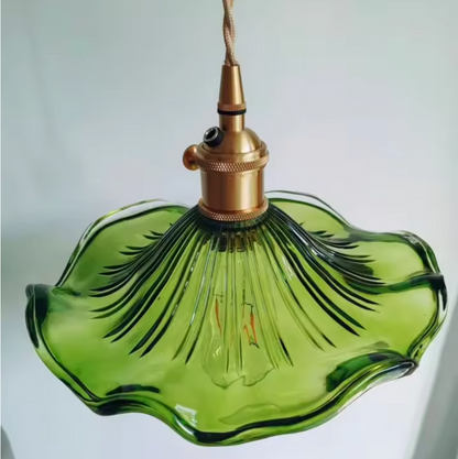 Floral Glass Pendant Light – Modern Brass Hanging Lamp | Elegant Ambient Interior Lighting