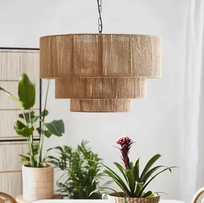 Mizora Rope Pendant Light – Rustic Natural Fibre Hanging Lamp | Modern Organic Ceiling Lighting