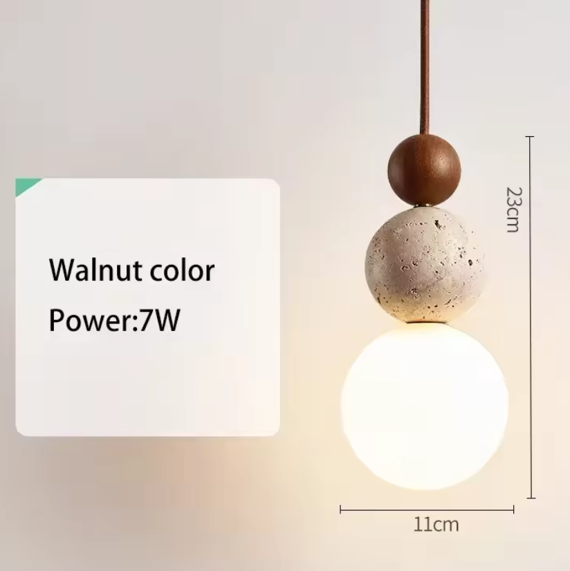 Travertine Stone Pendant Light – Natural Lava Rock Hanging Lamp | Modern Rustic Interior Lighting