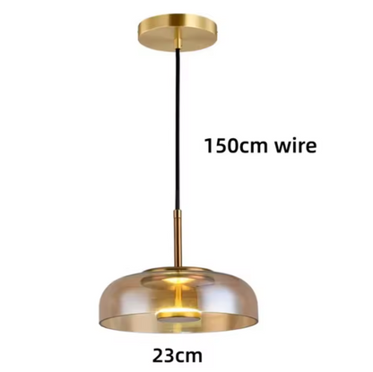 Solara Brass Pendant Light – Modern Glass LED Hanging Lamp | Elegant Ambient Interior Lighting