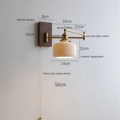 Nordic Hearth Wall Light – Ceramic & Wood Sconce | Modern Rustic Accent Lighting