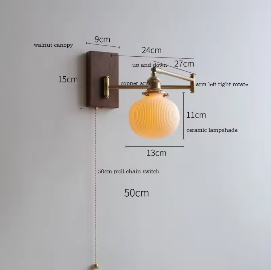 Nordic Hearth Wall Light – Ceramic & Wood Sconce | Modern Rustic Accent Lighting