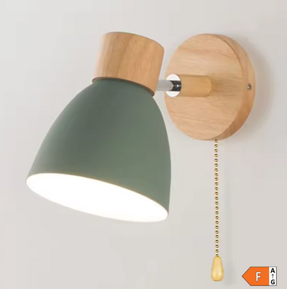Jandiel Nordic Wall Light – Wooden Pull-Chain Sconce | Modern Scandinavian Accent Lighting