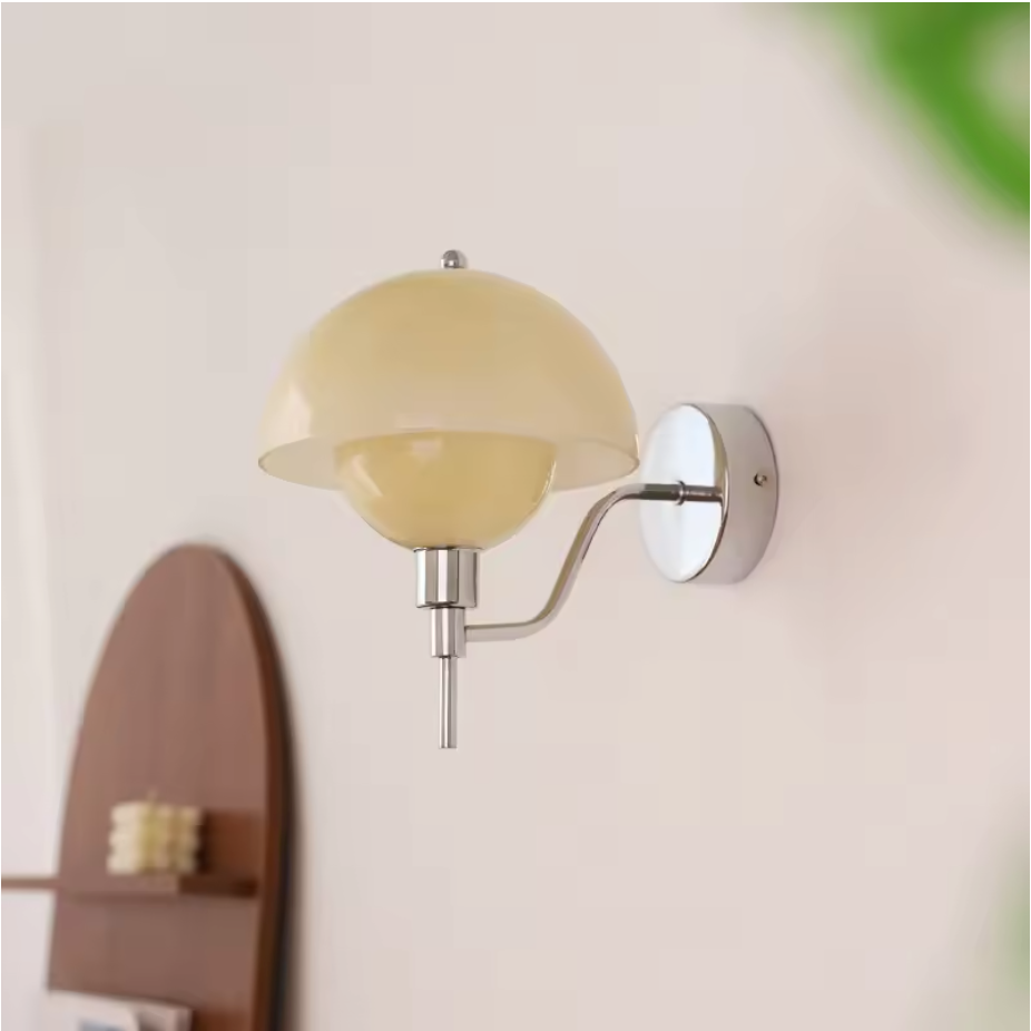Mushroom Glow Wall Light – Organic Glass Sconce | Nordic Cream Accent Lighting