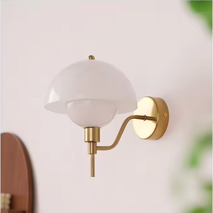Mushroom Glow Wall Light – Organic Glass Sconce | Nordic Cream Accent Lighting