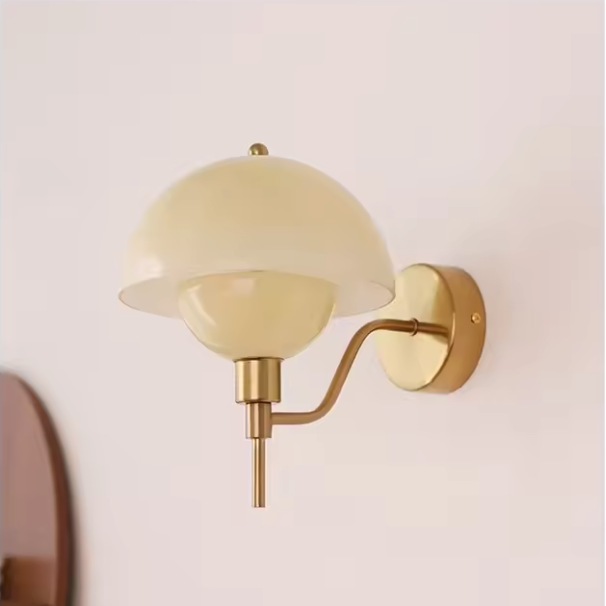 Mushroom Glow Wall Light – Organic Glass Sconce | Nordic Cream Accent Lighting
