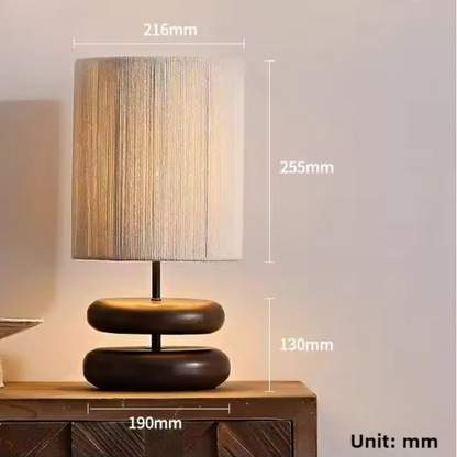Japanese Wood Table Lamp with Jute Detail – Minimalist LED Bedside Light | Warm Zen Interior Lighting