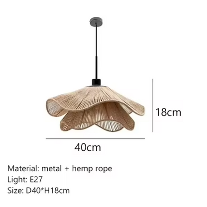 Hempora Wabi Pendant Light – Handwoven Rope Ceiling Lamp | Japandi Natural Hanging Lighting