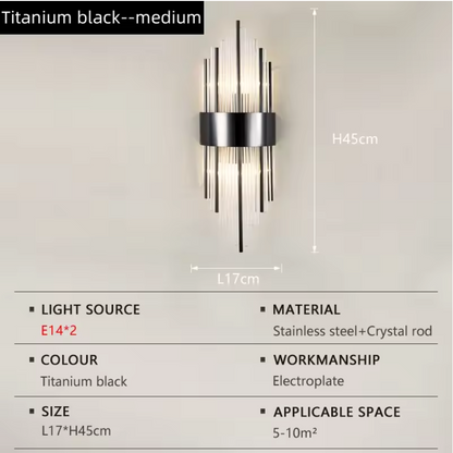 NoirÉclat Crystal Wall Light – Luxury Gold & Black LED Wall Lamp | Modern Nordic Accent Lighting