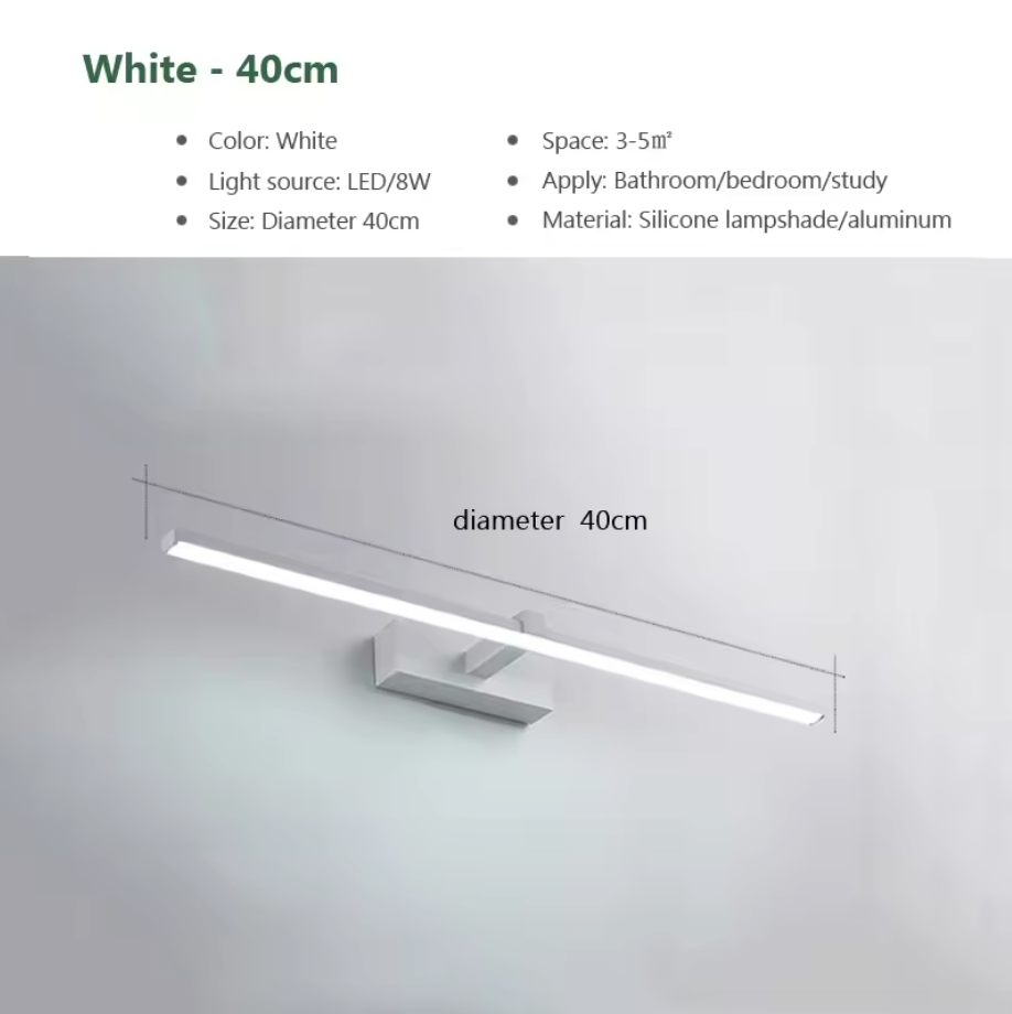AuraLine LED Mirror Wall Light – Modern Bathroom Lighting | 3 Colour Temperature Vanity Lamp