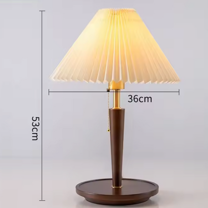 Walden Pleated Table Lamp – Vintage Wooden Lighting | Mid-Century Ambient Design