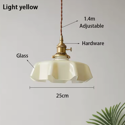Cream Petal Glass Pendant Light – Scandinavian E27 Ceiling Lamp | Elegant Ambient Lighting | Contemporary Dining Room Feature