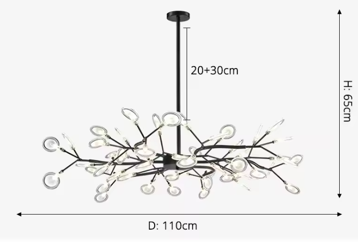 Twig Firefly Chandelier – Modern Sculptural Ceiling Light | Minimalist Ambient Statement Lighting
