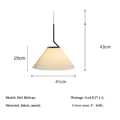 Nordic Plissé Cream Pendant Light – Scandinavian Pleated Hanging Lamp | Elegant Minimalist Ceiling Lighting