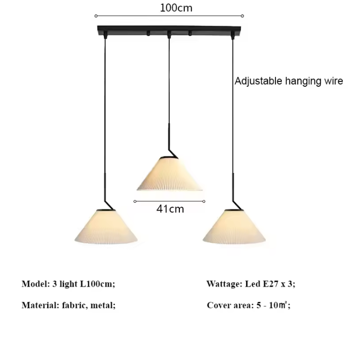Nordic Plissé Cream Pendant Light – Scandinavian Pleated Hanging Lamp | Elegant Minimalist Ceiling Lighting