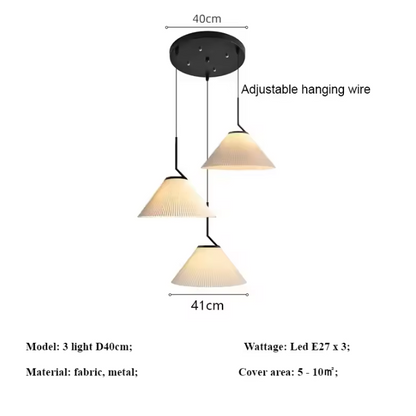 Nordic Plissé Cream Pendant Light – Scandinavian Pleated Hanging Lamp | Elegant Minimalist Ceiling Lighting