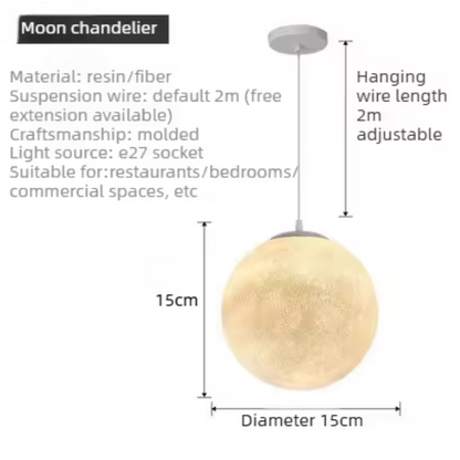 Moon Pendant Light – Modern Moon-Inspired Hanging Lamp | Integrated LED Ambient Lighting