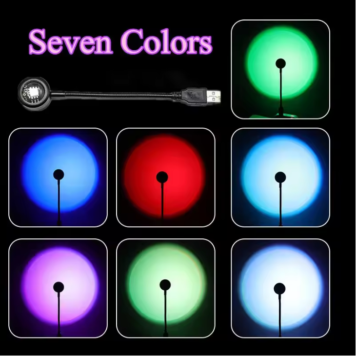 SunGlow USB Sunset LED Projector – Rainbow Night Light for Bedrooms & Ambient Lighting