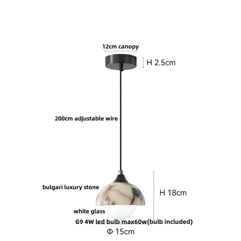Bulgari Stone Pendant Light – Wabi-Sabi Marble Ceiling Lamp | Luxury Ambient Lighting | Contemporary Interior Statement