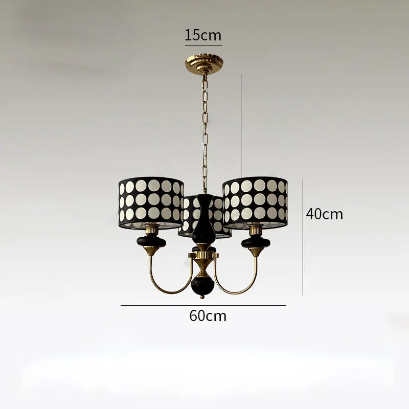 Traditional Copper Chandelier with Fabric Shades – Luxury Classic Ceiling Light | Elegant Ambient Lighting