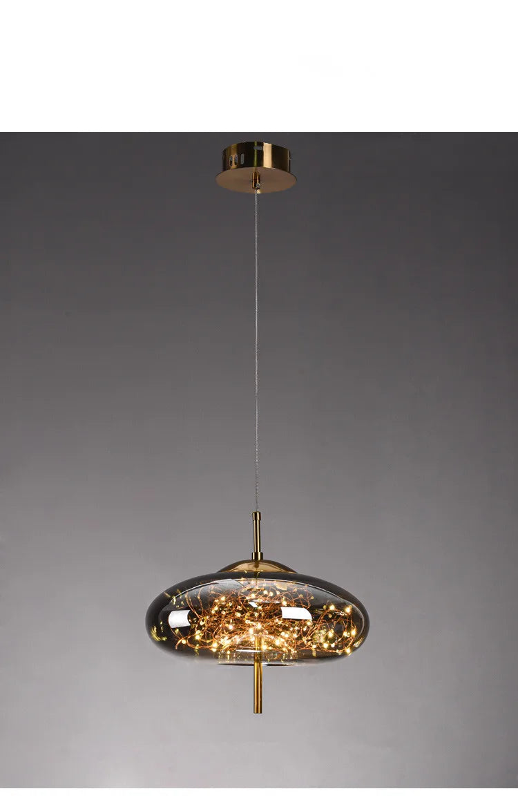 Modern Glass LED Pendant Light – Dimmable Hanging Ceiling Fixture | Luxury Designer Chandelier | Contemporary Home Lighting