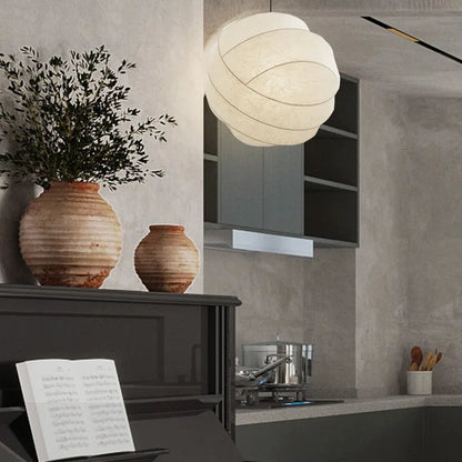SereneSilk Pendant Light – Wabi-Sabi Silk Ceiling Lamp | Japanese Minimalist Lighting for Elegant Interiors