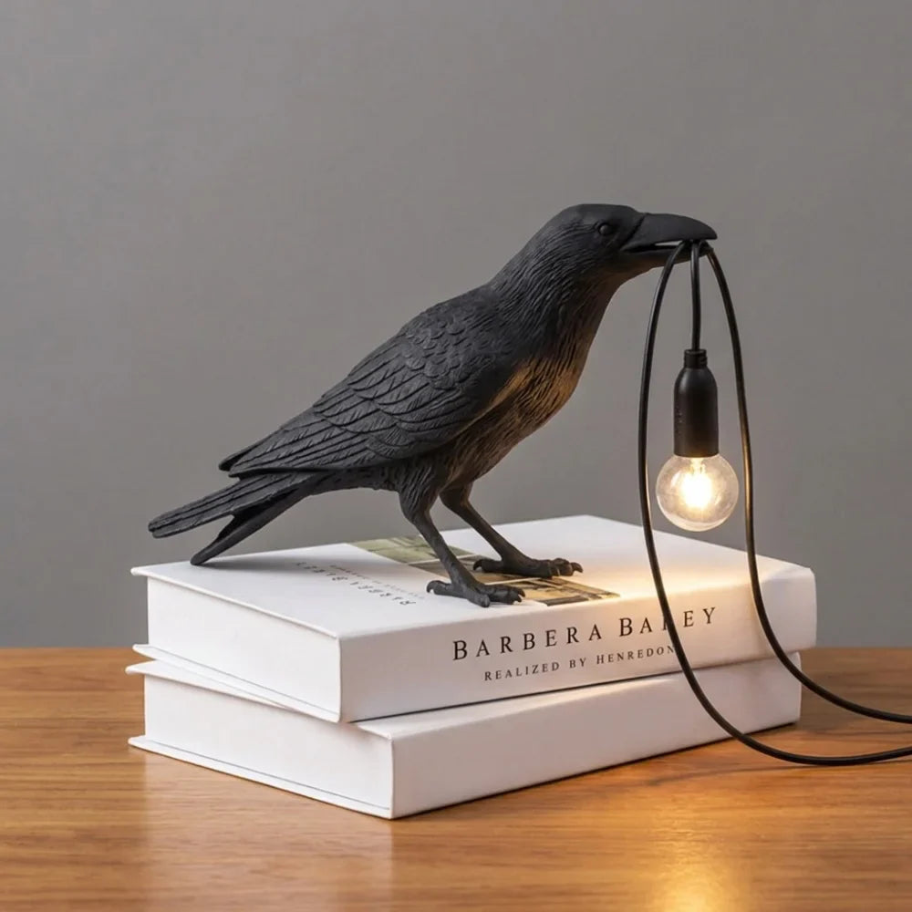 Modern Lucky Bird Resin Table Lamp – Creative LED Decorative Light | Contemporary Bedside Lamp | Designer Home Accent