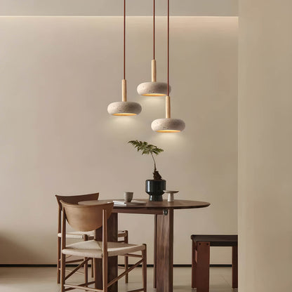 OSHIRA Travertine Pendant Light – Wabi-Sabi Natural Stone Hanging Lamp | Minimalist Japandi Ceiling Lighting