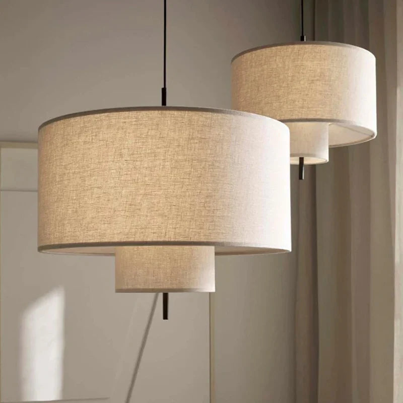 Modern Wabi-Sabi Fabric Pendant Light – Nordic LED Hanging Ceiling Lamp | Soft Ambient Lighting | Premium Designer Fixture