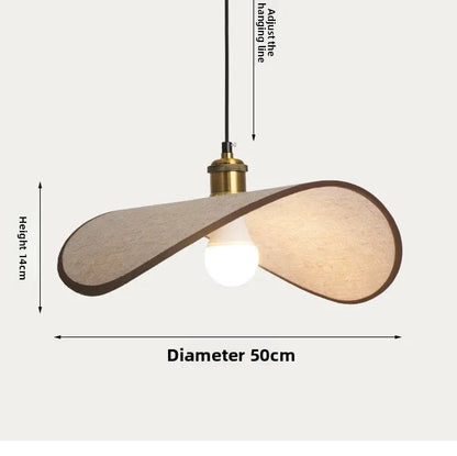 Wabi-Sabi Pendant Light with Fabric Shade – Japandi Retro Ceiling Lamp | Warm Ambient Interior Lighting