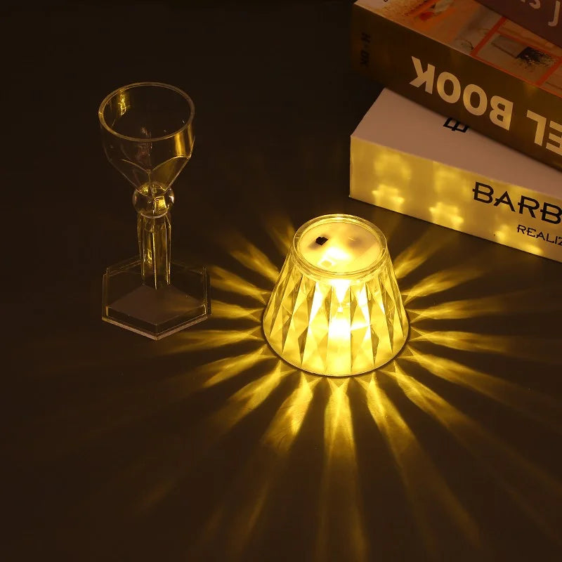 Crystal LED Accent Table Lamp – Colour Changing Touch Night Light | Decorative Bedside Lamp | Elegant Mood Lighting