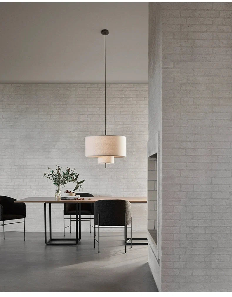 Modern Wabi-Sabi Fabric Pendant Light – Nordic LED Hanging Ceiling Lamp | Soft Ambient Lighting | Premium Designer Fixture