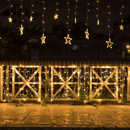 StellaGlow LED Star Icicle Lights – 3.5M Decorative Curtain Lights | Indoor & Outdoor Festive Lighting
