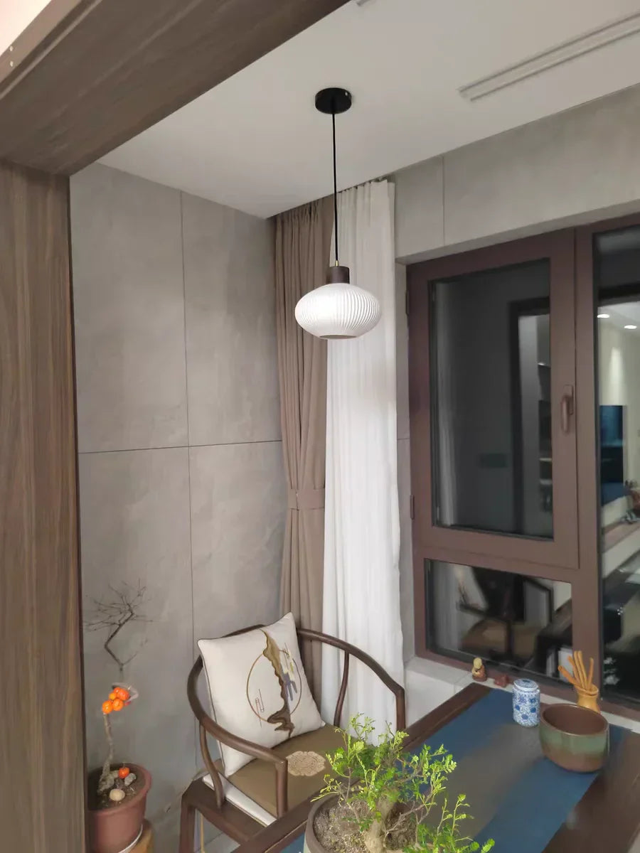 Ceramic & Wood Pendant Light – Modern Nordic LED Hanging Lamp | Natural Contemporary Lighting