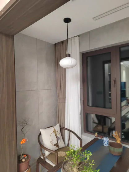 Ceramic & Wood Pendant Light – Modern Nordic LED Hanging Lamp | Natural Contemporary Lighting