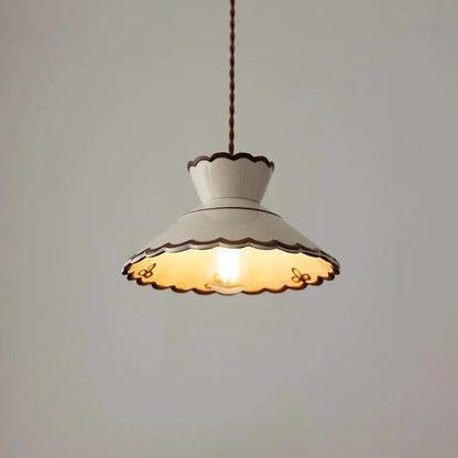 Dark Green Ceramic Pendant Light with Copper Finish – Retro Nordic Ceiling Lamp | Elegant Ambient Lighting