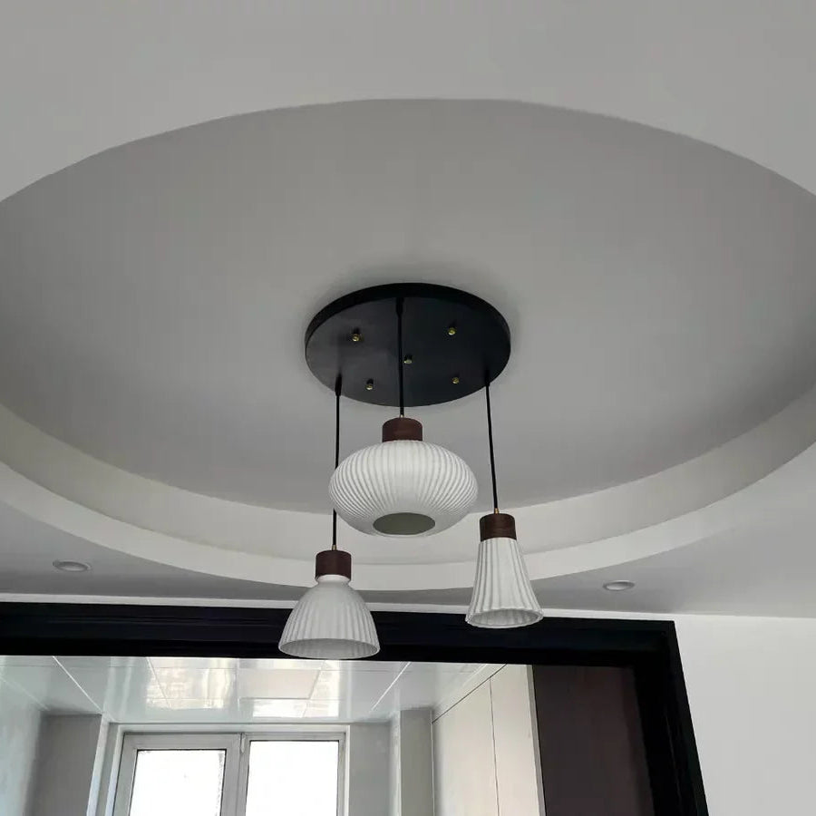 Ceramic & Wood Pendant Light – Modern Nordic LED Hanging Lamp | Natural Contemporary Lighting