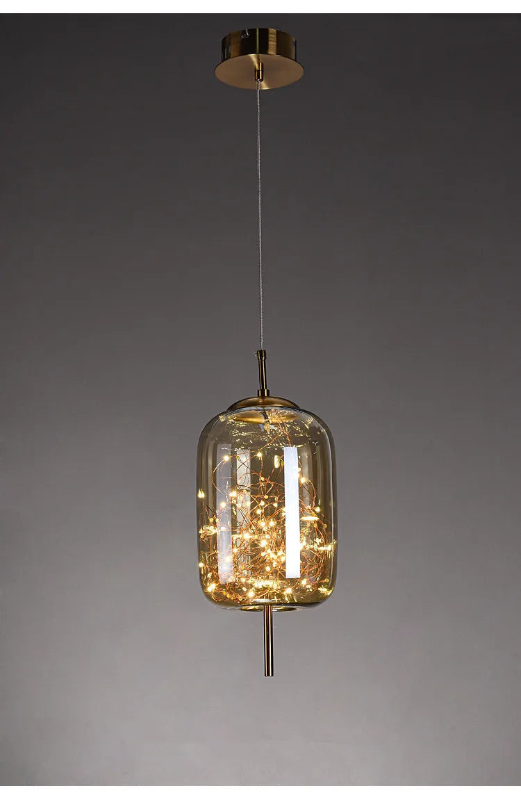 Modern Glass LED Pendant Light – Dimmable Hanging Ceiling Fixture | Luxury Designer Chandelier | Contemporary Home Lighting