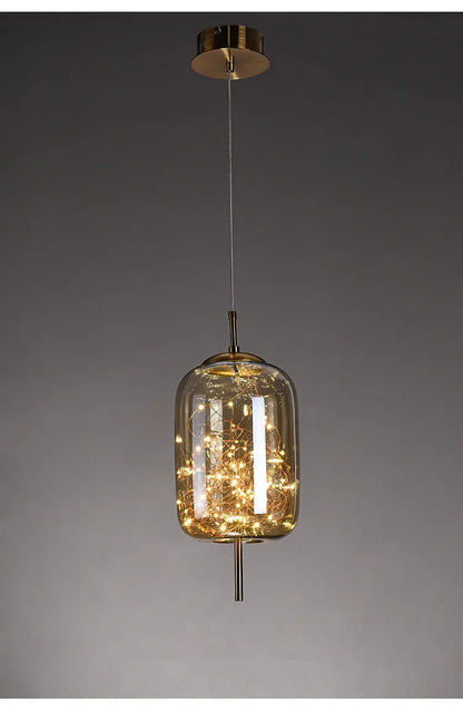 Modern Glass LED Pendant Light – Dimmable Hanging Ceiling Fixture | Luxury Designer Chandelier | Contemporary Home Lighting