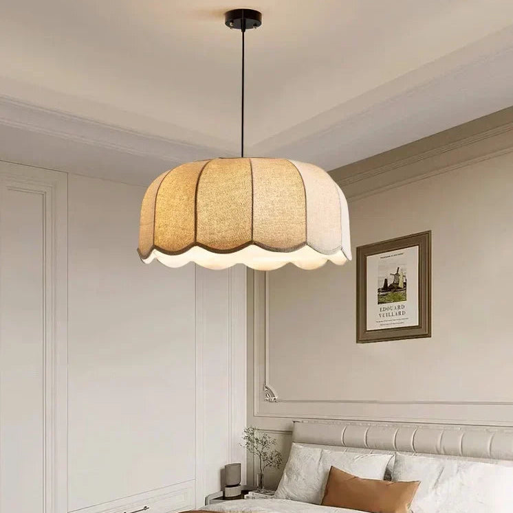 Hoshira Linen Pendant Light – Japandi Wabi-Sabi Ceiling Lamp | Soft Ambient LED Lighting for Modern Interiors