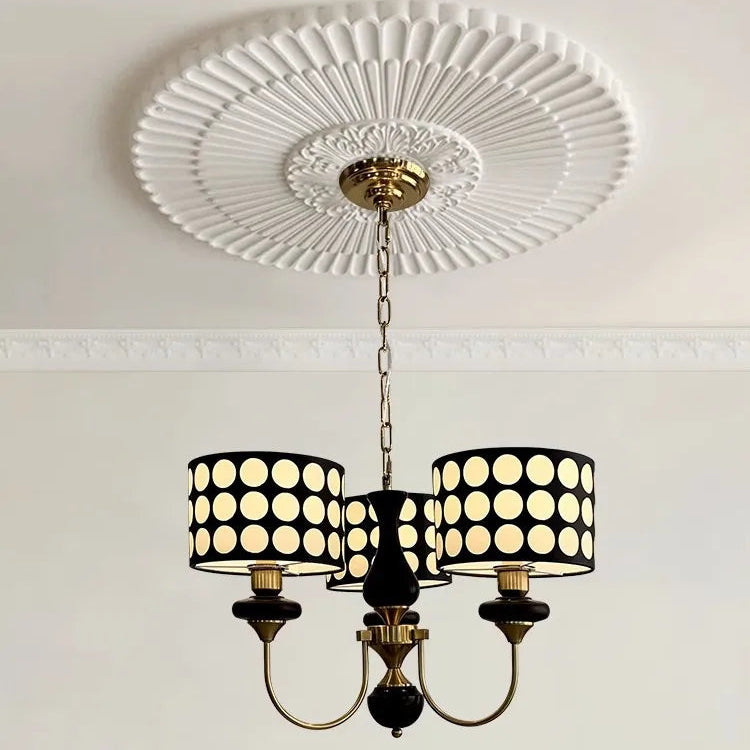 Traditional Copper Chandelier with Fabric Shades – Luxury Classic Ceiling Light | Elegant Ambient Lighting