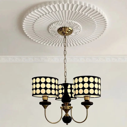 Traditional Copper Chandelier with Fabric Shades – Luxury Classic Ceiling Light | Elegant Ambient Lighting