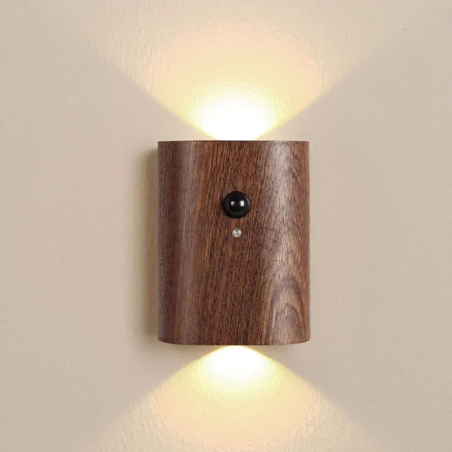 NordVale Sensor Wall Light – Wooden LED Motion Sensor Lamp | Modern Up & Down Ambient Lighting