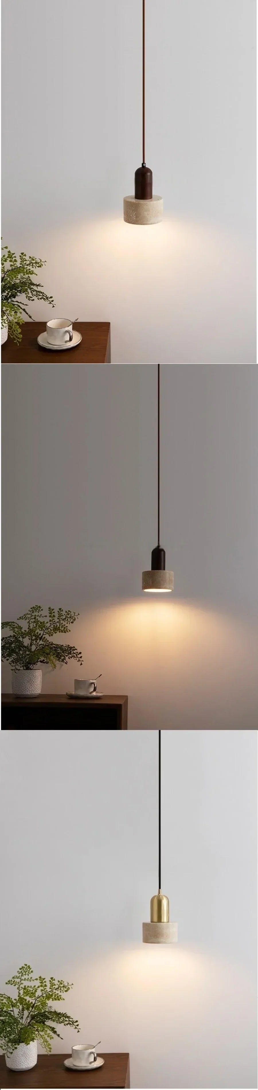 Travertine Stone Pendant Light with Copper Finish – Nordic LED Hanging Lamp | Warm Contemporary Lighting