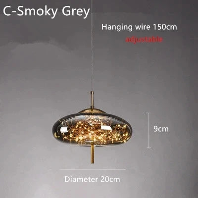 Modern Glass LED Pendant Light – Dimmable Hanging Ceiling Fixture | Luxury Designer Chandelier | Contemporary Home Lighting