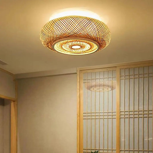 LumaBambu: Moderne Bamboe Plafondlamp Flush-Mount-Leuchtezauber