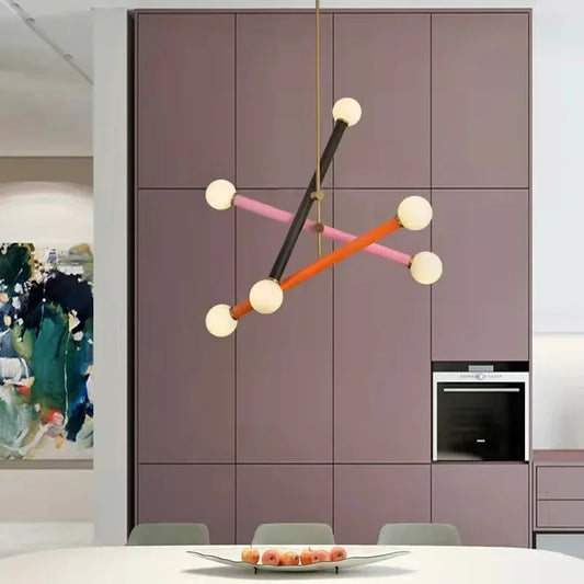 ArtGlow Modern Colorful Chandelier – Art Deco Glass & Acrylic Pendant Light for Contemporary Interiors