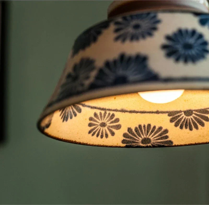 Dark Green Ceramic Pendant Light with Copper Finish – Retro Nordic Ceiling Lamp | Elegant Ambient Lighting